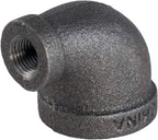 Supply Giant CNSM1002 1" x 1/2" Reducing Malleable Iron Elbow for High Pressures with Female Thread Fittings and Black Finish