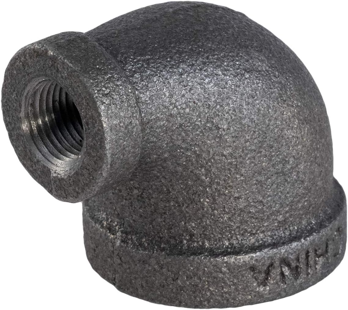 Supply Giant CNSM1002 1" x 1/2" Reducing Malleable Iron Elbow for High Pressures with Female Thread Fittings and Black Finish