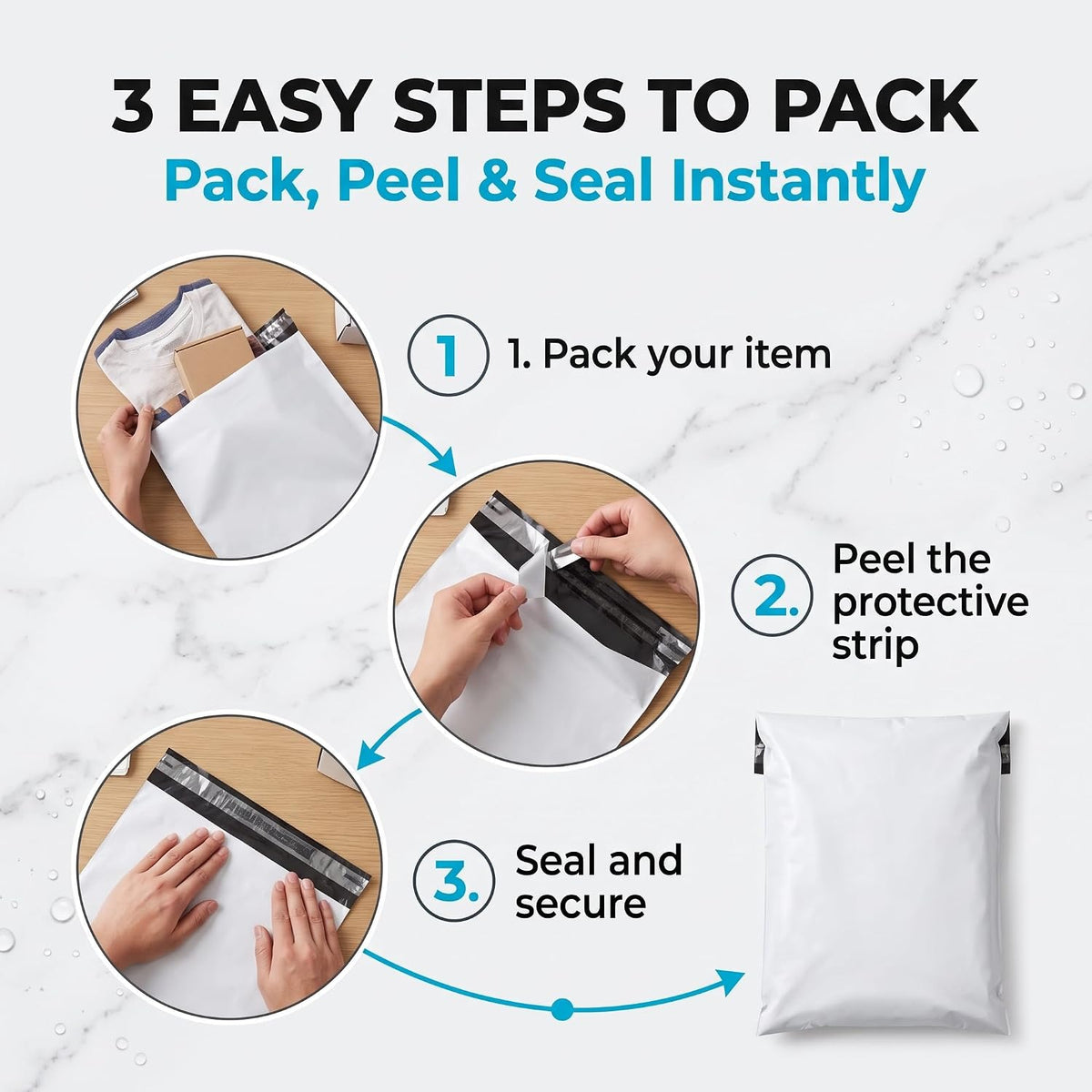 Poly Mailers 120 Pcs Mix Size Self Sealing Waterproof White