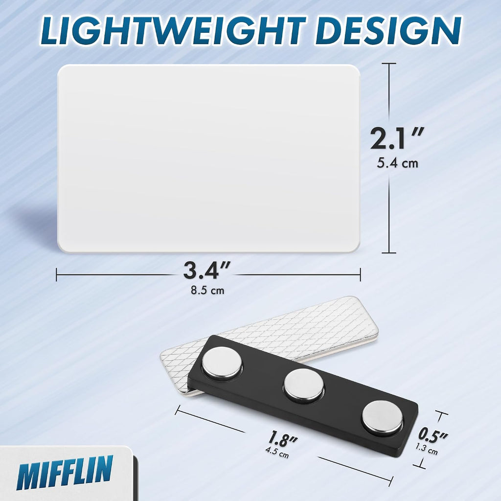 3x2 Clear Magnetic Name Tag Holders w/Customizable Paper Inserts - 10 PK | Mifflin-USA transparent acrylic name card