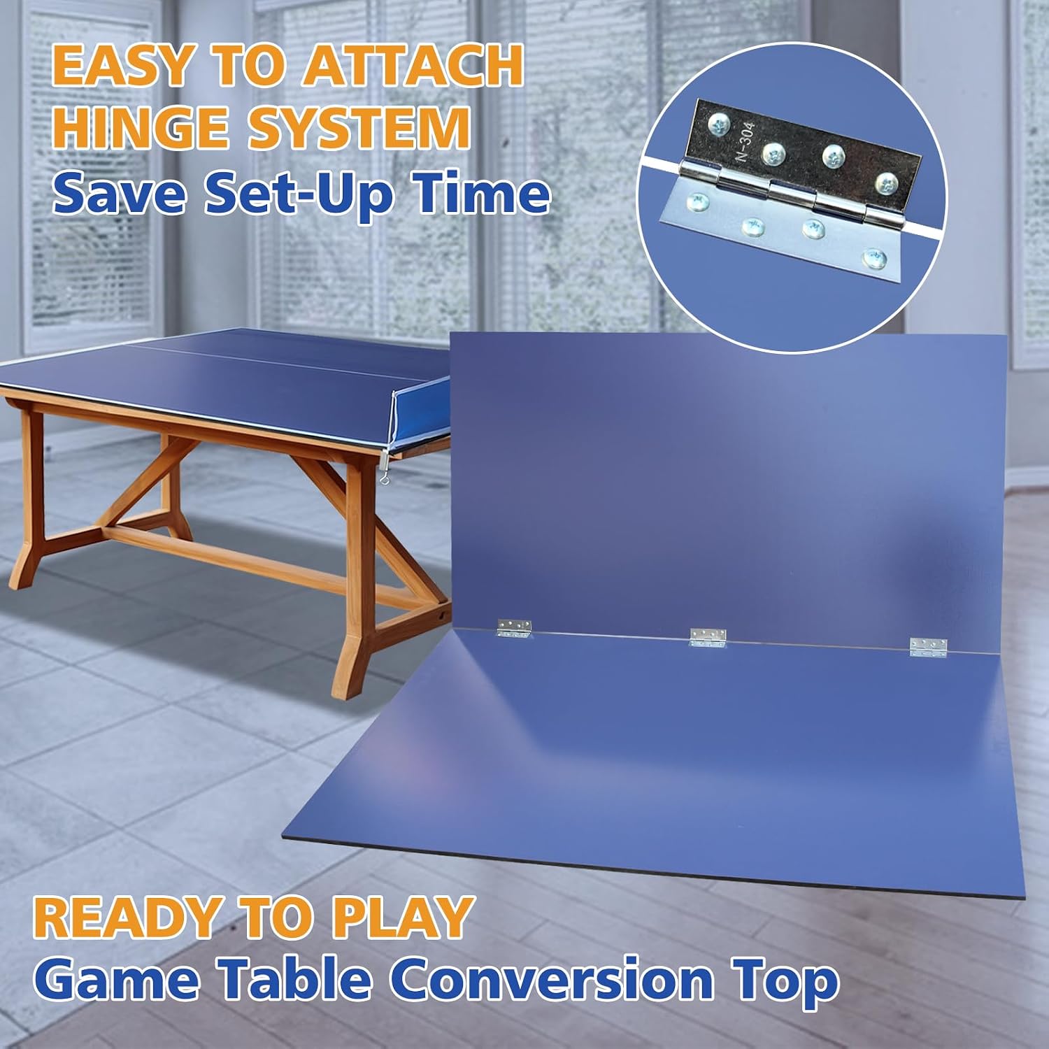 7/8/9Ft Mid-Size Ping Pong Conversion Top, Foldable & Portable Table Tennis Table Top with Net, No Assembly Needed
