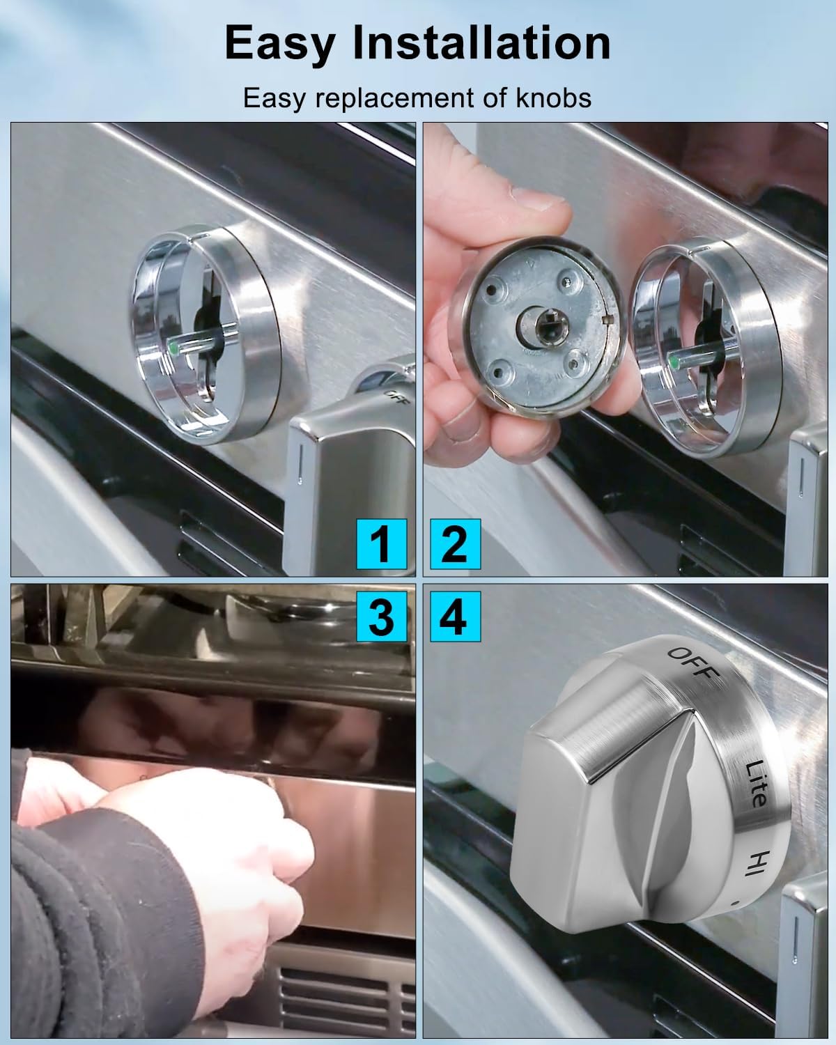 DG94-01316A Range Surface Burner Knob Fit for Samsung, 5 Pack