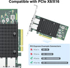 10Gtek 10Gb Dual RJ45 Port Network Card with X540 Controller, PCIe Ethernet LAN Adapter for Windows/Linux/ESX Servers, Compare to Intel X540-T2