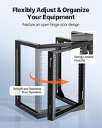 VEVOR 12U Wall Mount Server Rack, 150 lbs Max Load Capacity, Open Frame Network Rack with 180 Degrees Gate Swing, Carbon Steel, for 19-Inch IT Network Equipment & AV Devices Computer Server, Black