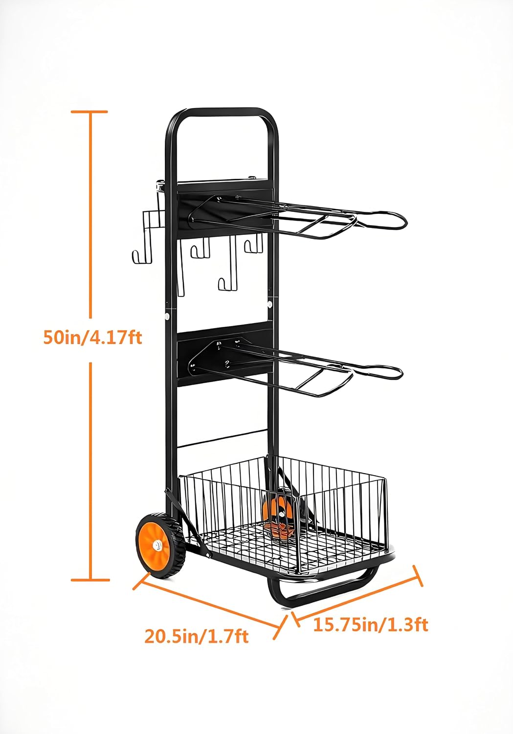 Rolling Horse Saddle Rack Cart Foldable Saddle Pad Rack Stand 3 Tier Heavy Duty with Removable Saddle Stands &