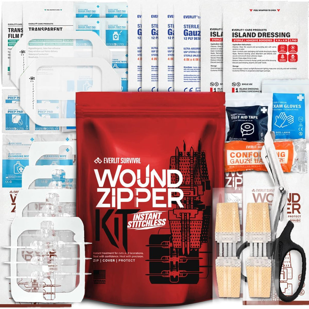 Wound Closure Kit | Surgical Zip-Stitch Devices for Cut & Laceration | Sterile, Suture-Free, Stitch-Less Adhesive