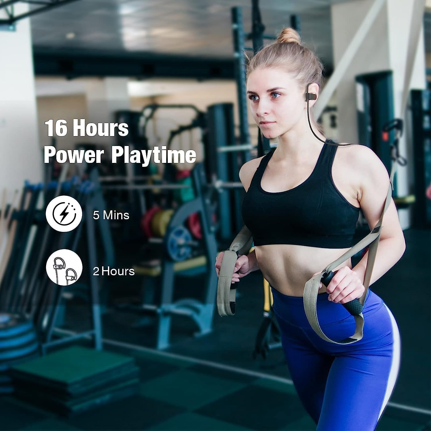 Bluetooth Wireless Headphones 16H Playtime Earbuds with Mic Stereo in-Ear Earphones, IPX7 Waterproof Sports Sound