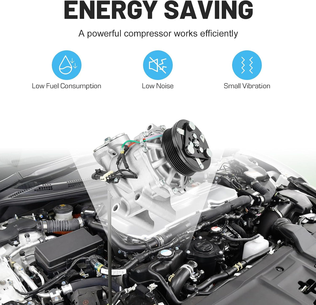 ILONPA New AC Air Conditioning Compressor with Clutch and Component Kit