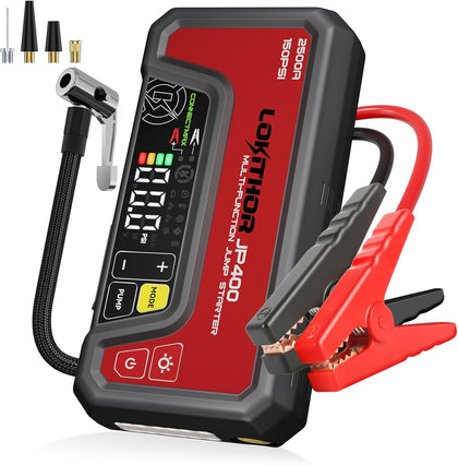 JP400 Jump Starter with Air Compressor, 2500A 12V Portable Car Battery Booster Pack (8.5L Gas/6.5L Diesel) with
