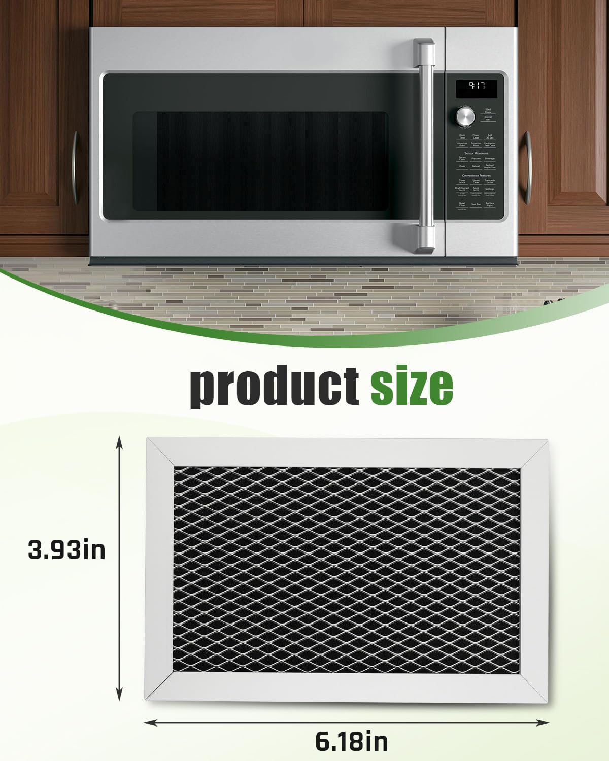 Microwave Charcoal Filter Fit for GE JVM6175SF1SS JVM6175SK1SS JVM6175SK2SS JVM6175SK3SS, Filters with Activated Carbon