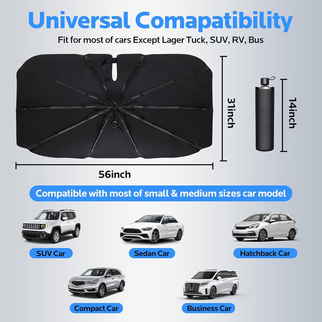 Sun Shade for Car Windshield:Windshield Sun Shade and 10 Skeletons,Protect Car from Sun Rays & Heat Damage Keep Cool