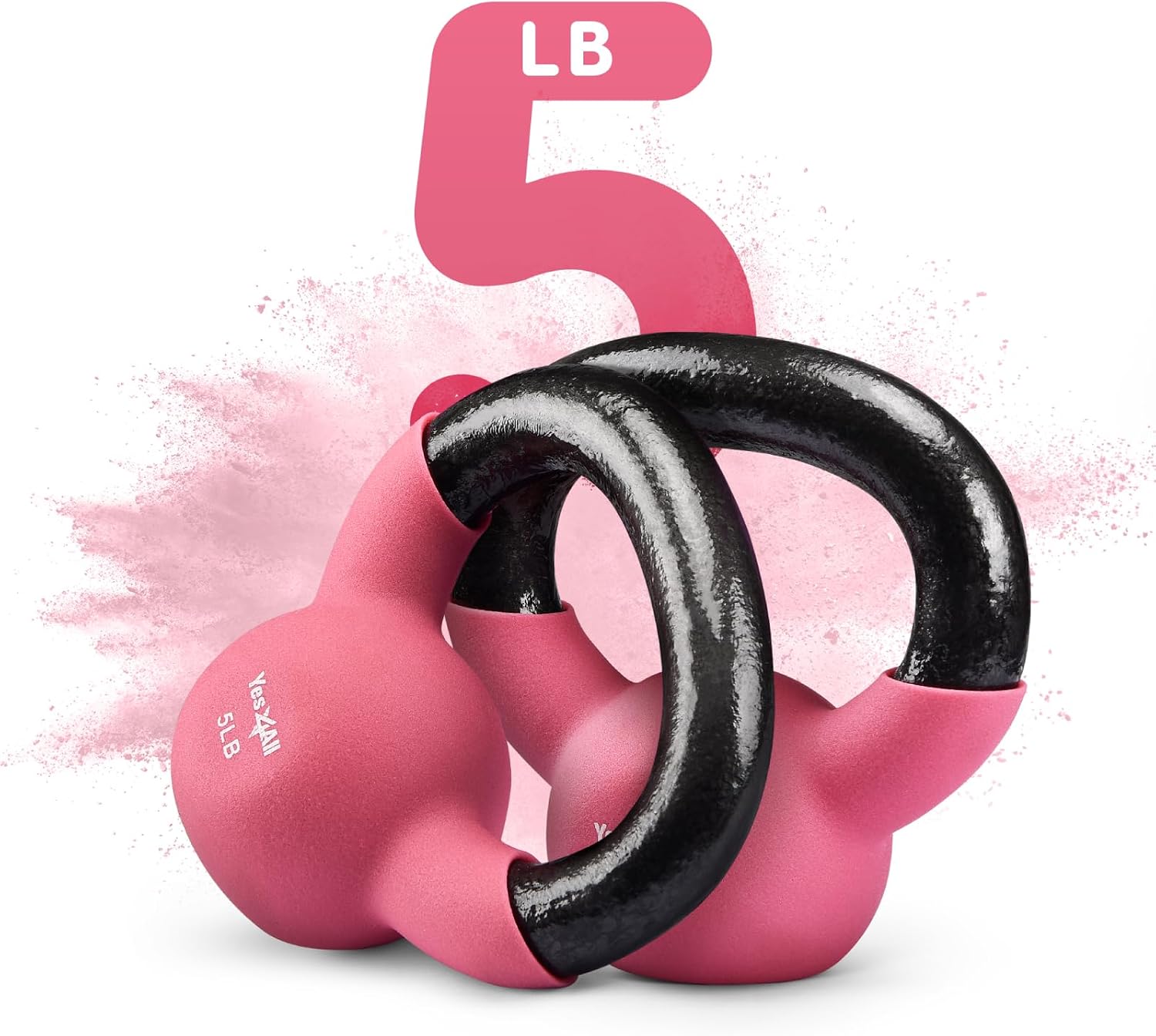 Kettlebell - 5, 10 & 15 LB Neoprene Coated Cast Iron Kettlebells, Wide Grip Handle & Flat Bottom for Swings, Squats