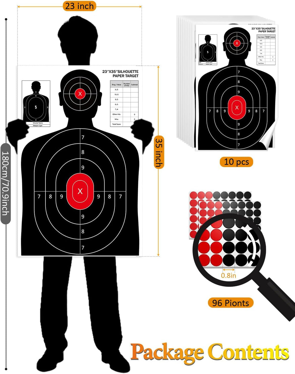 23x35 Inch Shooting Targets - High-Visibility Silhouette Paper for Range Training - Compatible with Pistol Rifle