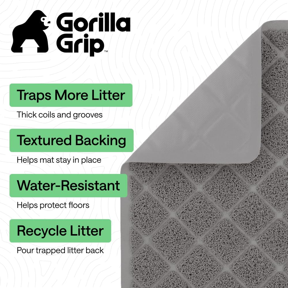 Cat Litter Box Mat, Cushioned Coil Mesh Litter Trapping Mats, Scatter Control Supplies for Less Mess, Phthalate Free