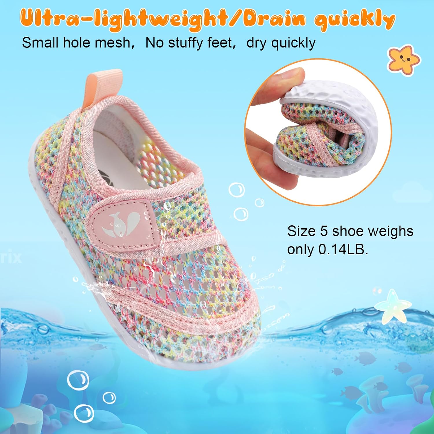 Toddler Water Shoes Boys Girls Swim Shoes Quick Dry Kids Aqua Socks Barefoot for Beach Swimming Pool