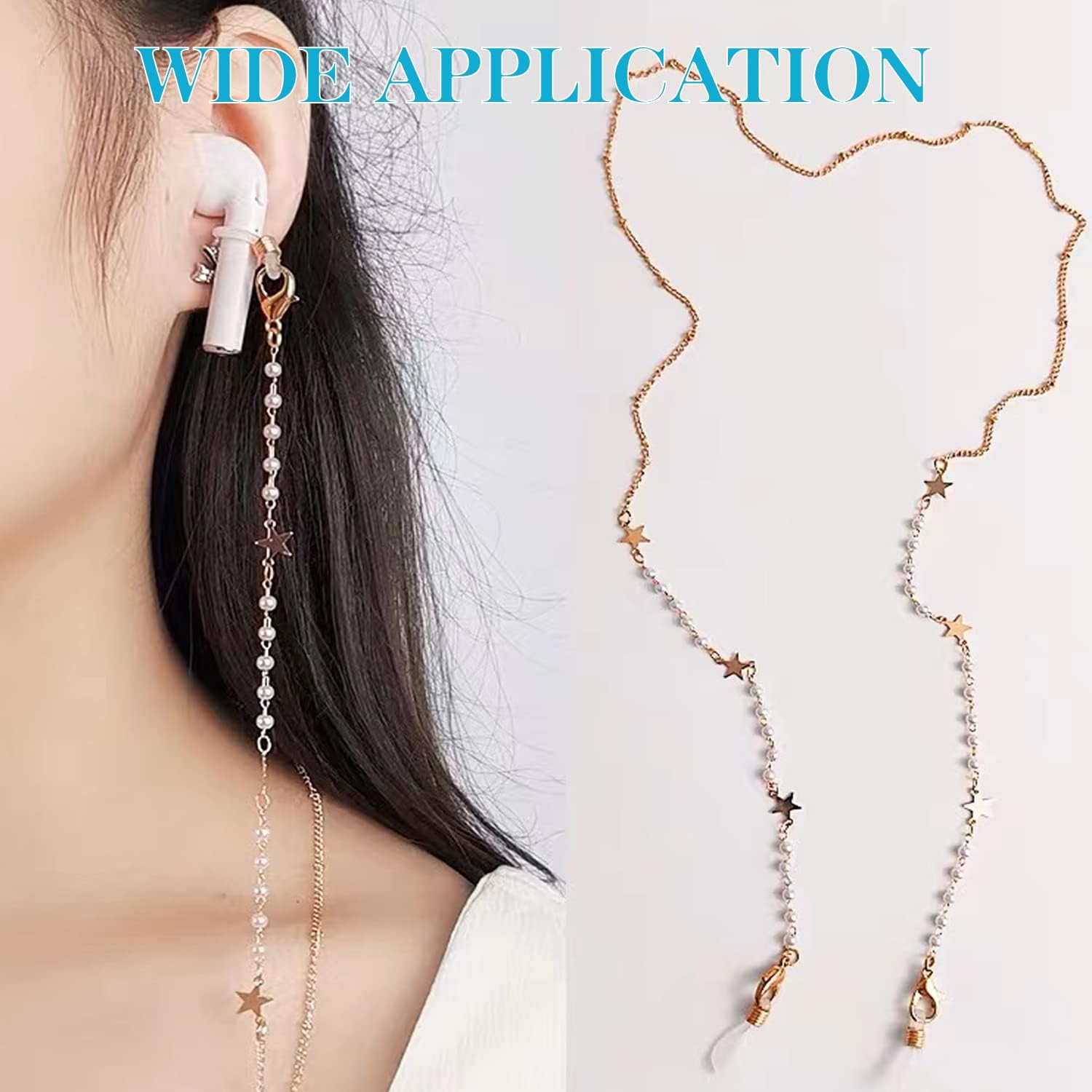 Eyeglass Chain Ends, Eyeglass Chain Connector, 200 Pieces Adjustable Spring Rubber Ends Connectors, 100 Lobster Clasp