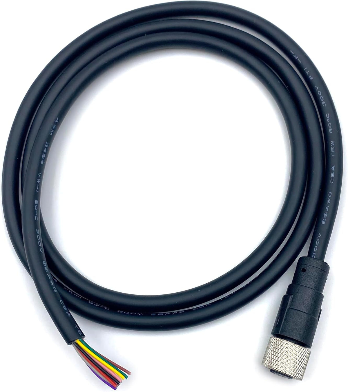 M12 12 Pin Female Connector Cable, A Code Straight Aviation Plug Electrical Cable PVC Industrial Molded Unshielded Cable AWG26（1Meter）