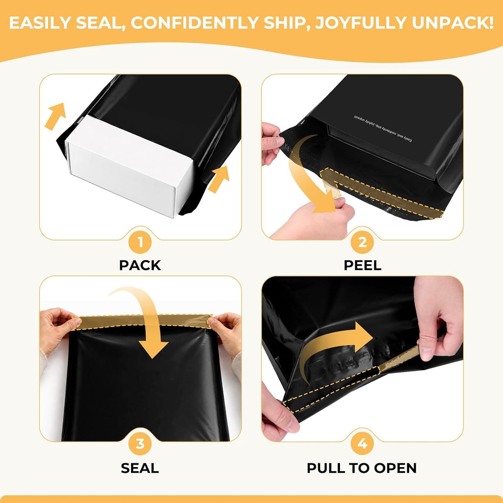 Poly Mailers 14.5x19 50Pcs Black Large Shipping Bags for Clothes