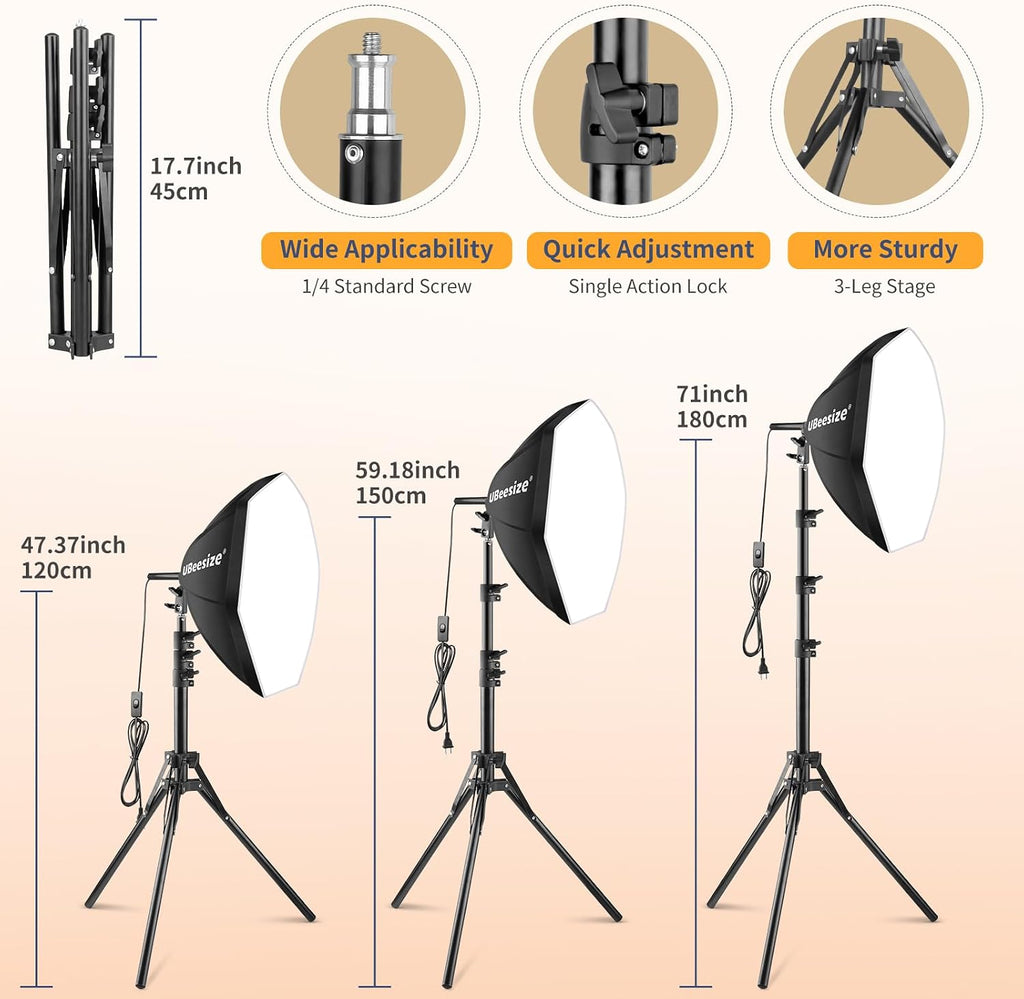 Softbox Photography Lighting Kit, 20'' x 20'' Professional Softbox Lighting Kit with 85W 3000-7500K LED Bulbs, Studio