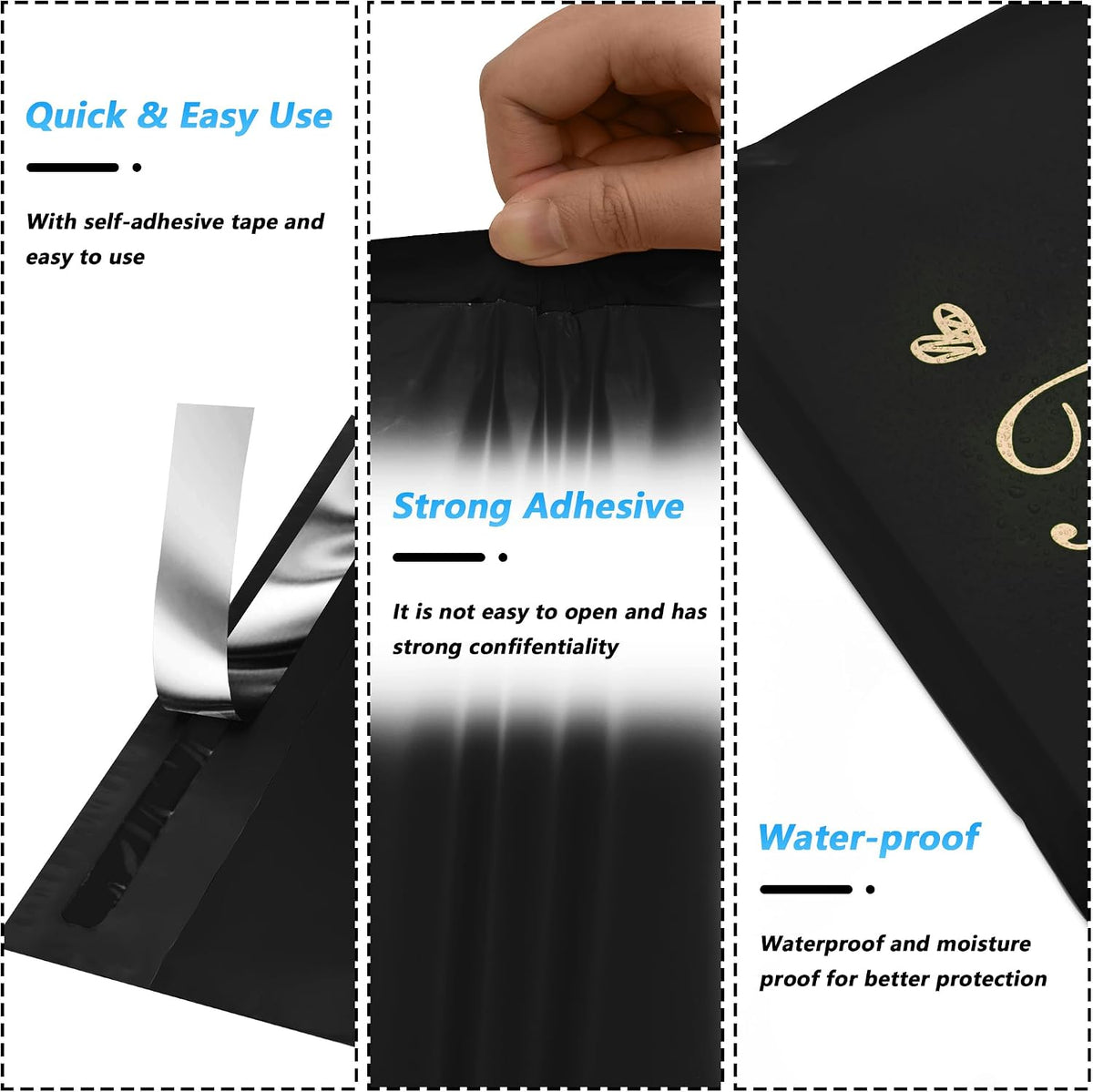 Thank You Poly Mailer 14.5x19 Inch 50 Pcs, Black