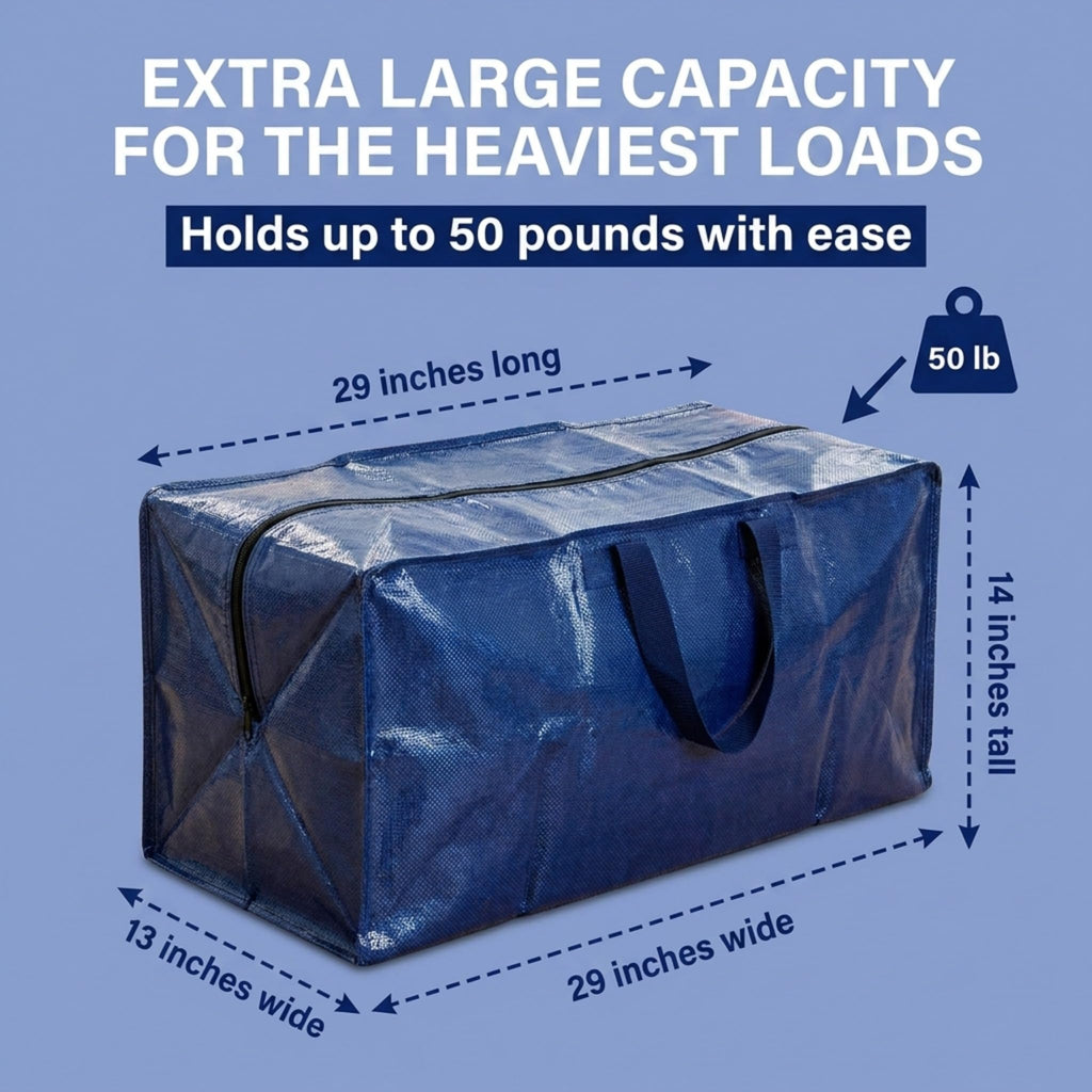 PACKING BAGS 8-Pack XL Moving Bags with Strong Handles & Zippers, Blue