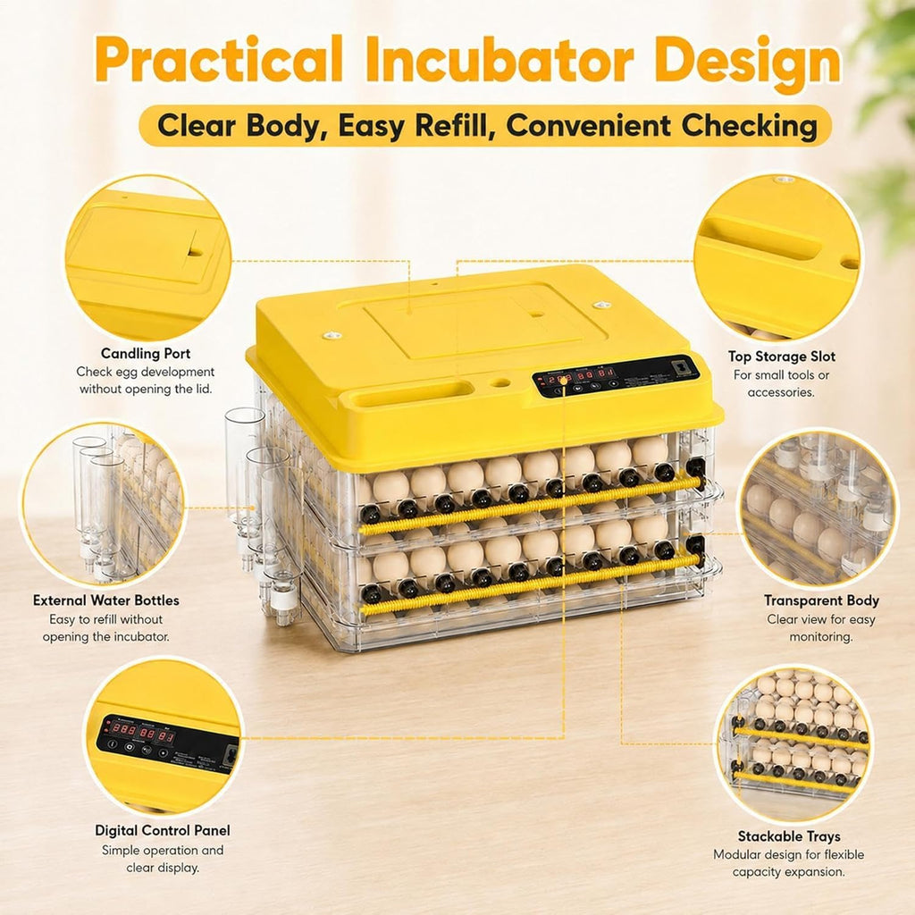 216 Egg Incubator for Hatching Eggs with Auto Turner, Temp Control, Candler