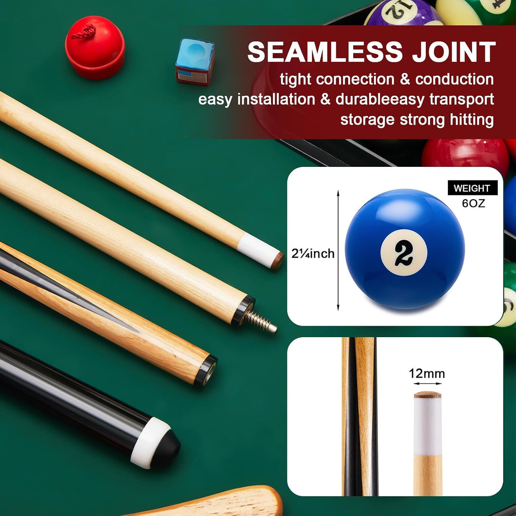 39 Pcs Premium Pool Table Accessories Set Billiard Set | 6 Cue Sticks, 16 Billiard Balls, Triangle, Diamond Racks