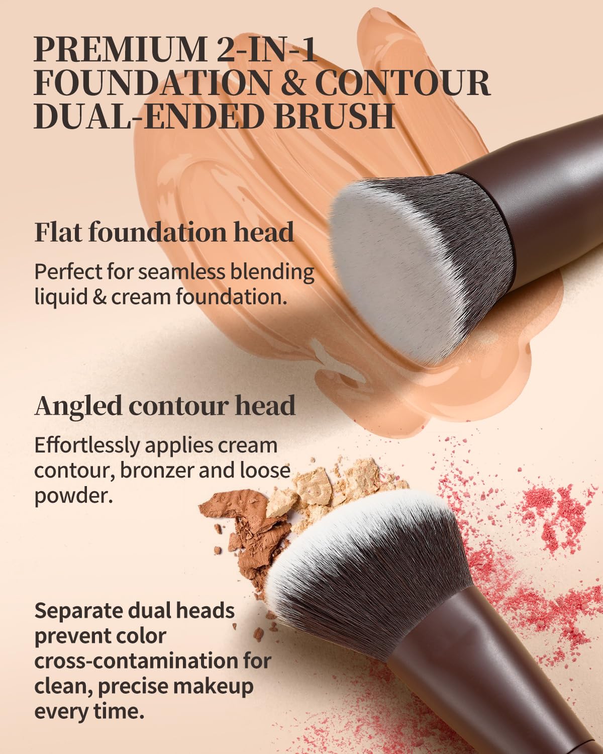 Double-Ended Foundation Brush Contour Brush,Angled Makeup Brush