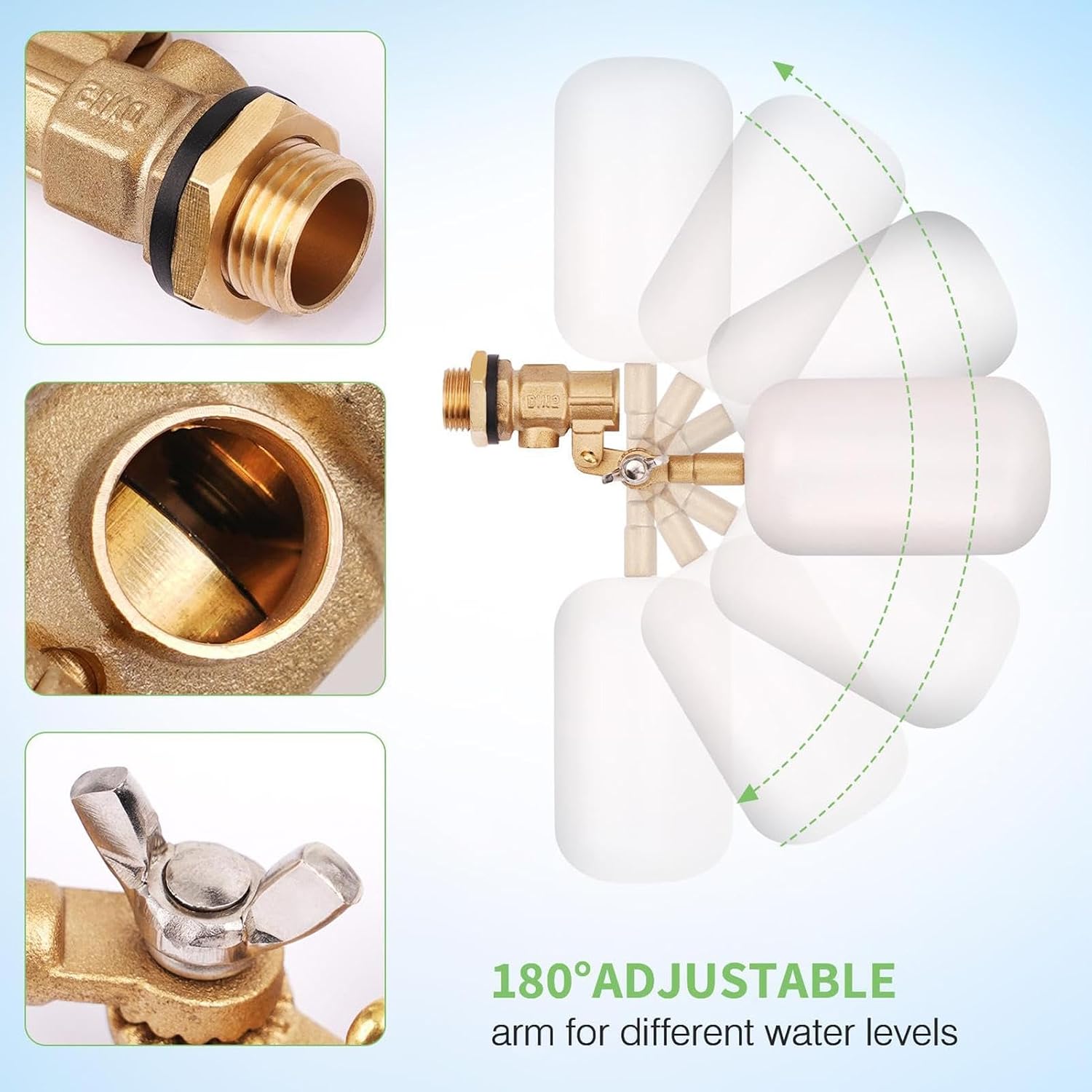 Float Valves Automatic Fill Water Level Control | Float Ball Valve for Garden Pool Fountain Pastures Stables Sheep Pens