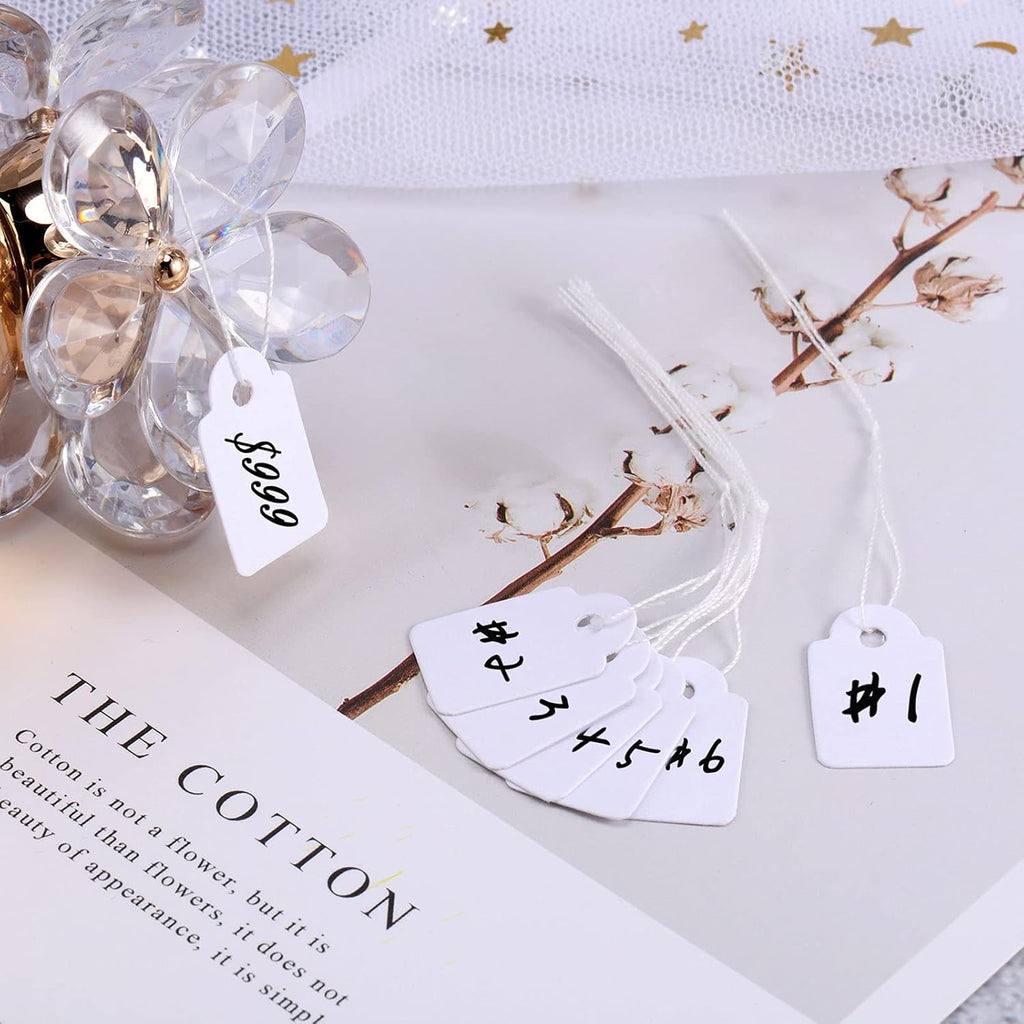 500 Pcs Small White Price Tags with String, 0.6 x 0.95 Marking Tags