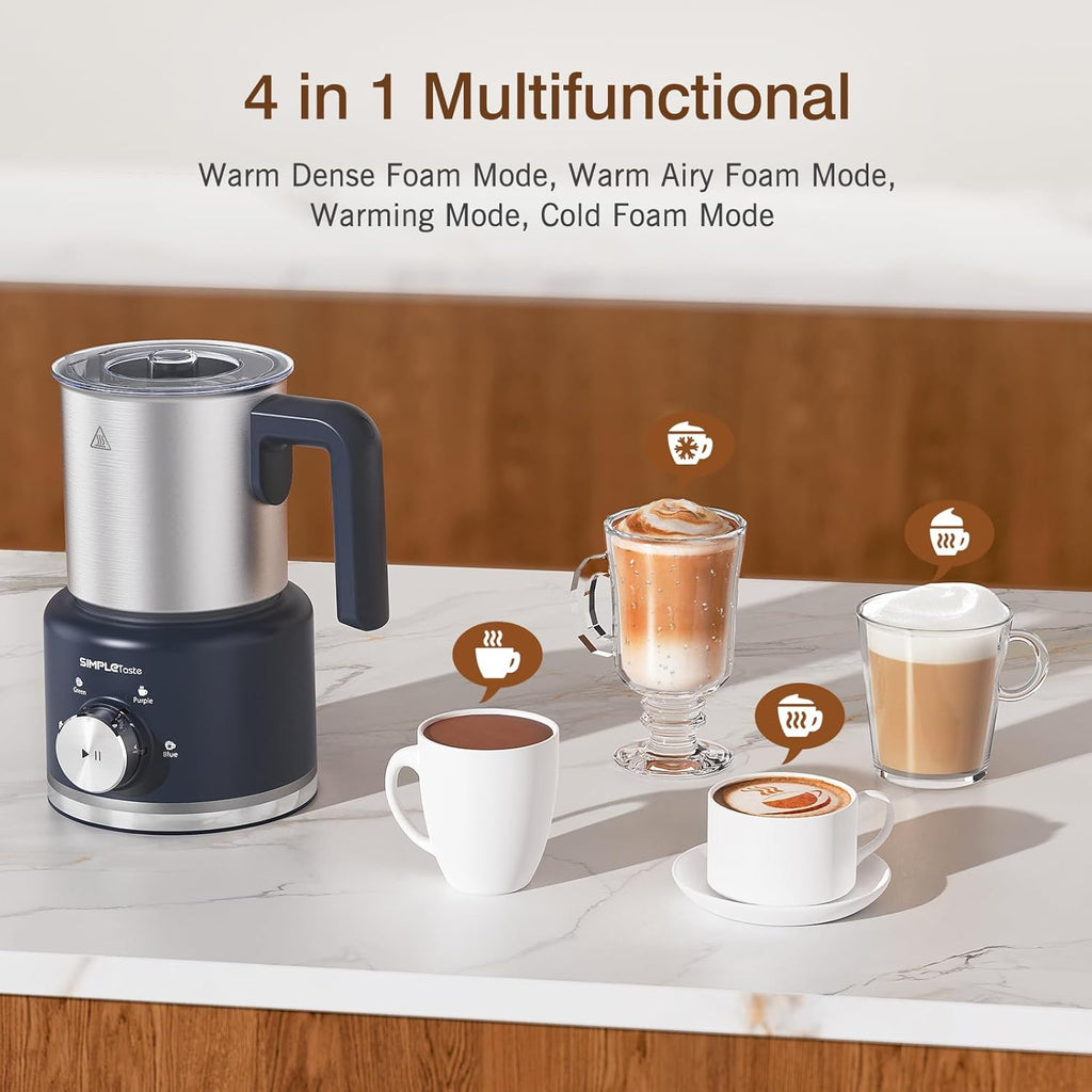 Milk Frother, 4 in 1 Electric Milk Steamer, 16.91oz/500ml Automatic Warm and Cold Foam Frother for Coffee, Latte