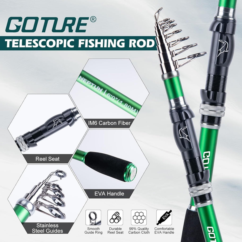 Fishing Kits for Adult,Fishing Pole and Reel Combo, OpenSide Fishing Sling Tackle Storage Bag with 3 Tackle