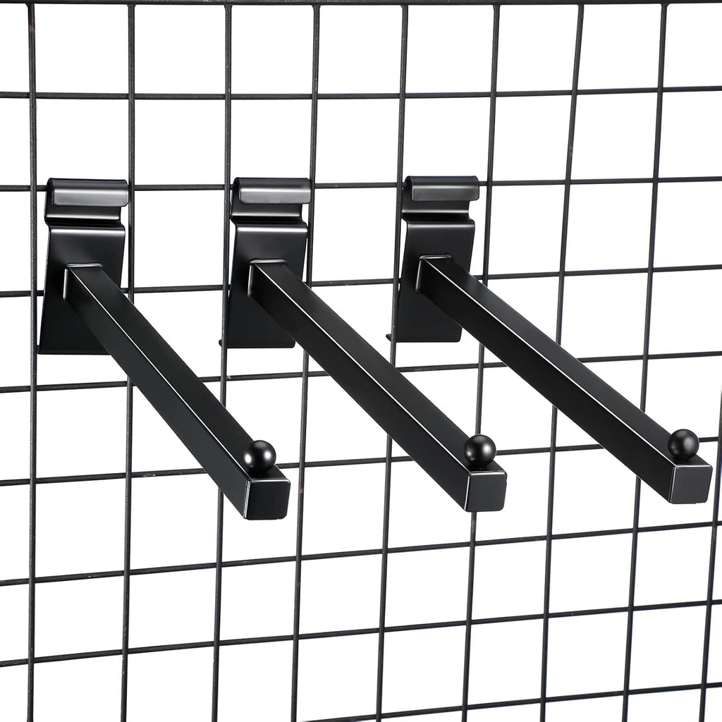 Black Gridwall Hooks 12 Inch Heavy Duty Grid Wall Hangers, 5 Pcs | Display Peg Hooks, Slat Wall Accessories for