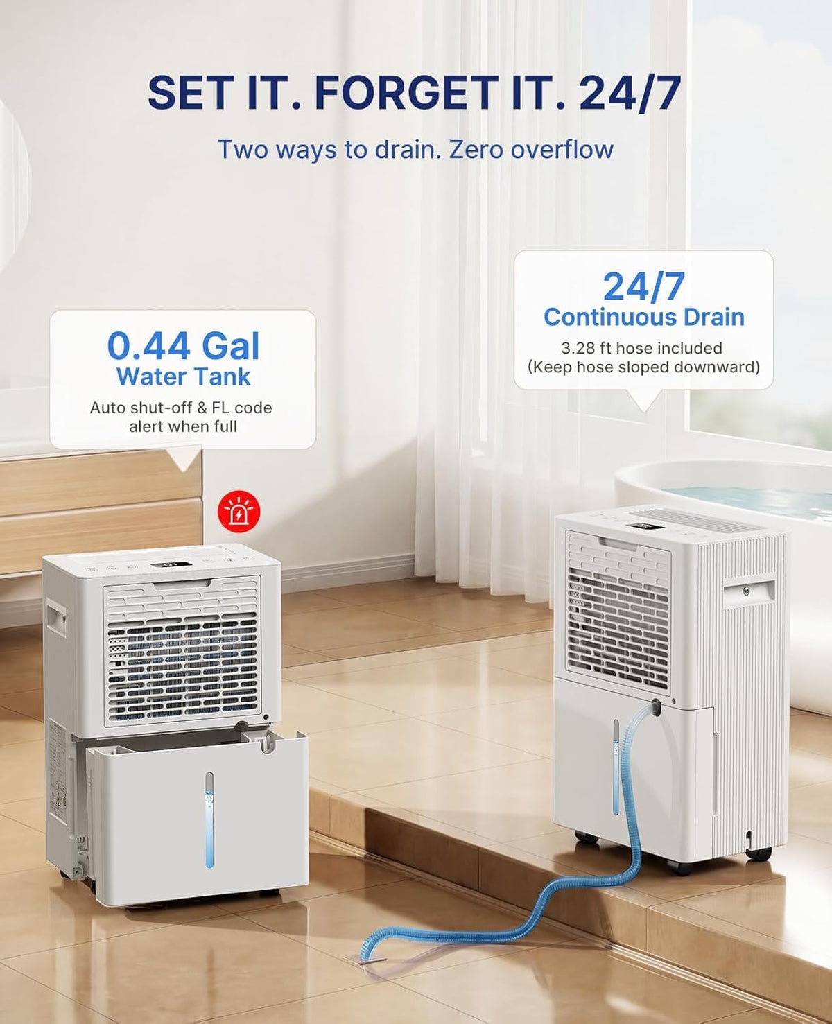 Dehumidifier for Basement, 28 Pints, 2000 Sq.Ft, 38dB Quiet mode 38dB quiet sleep mode, auto-defrost for cold
