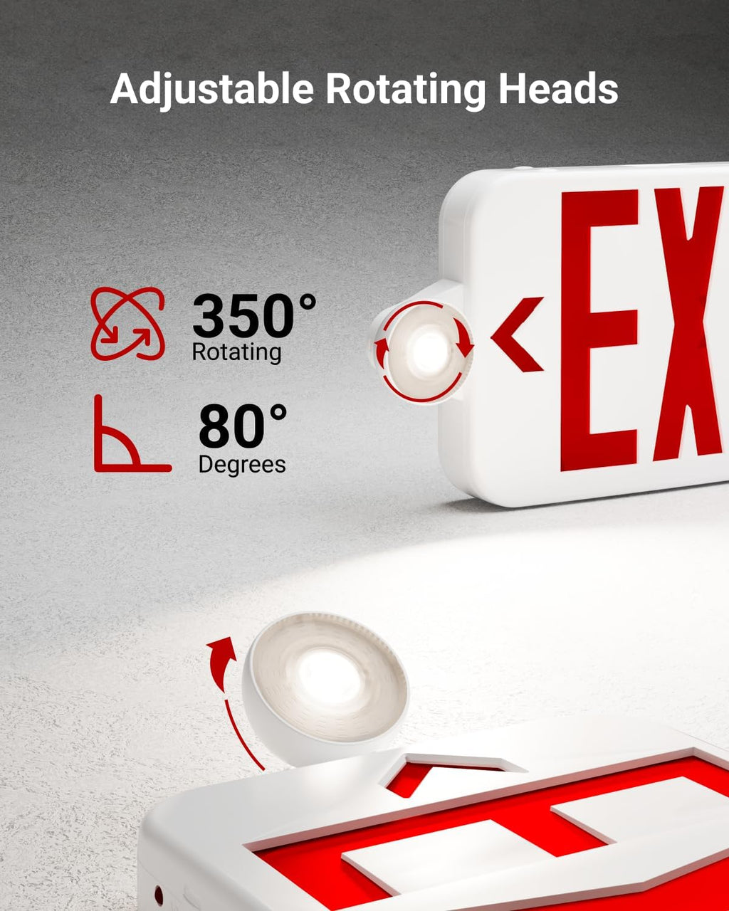 Sunco Red Exit Signs with LED Emergency Lights & Backup Battery