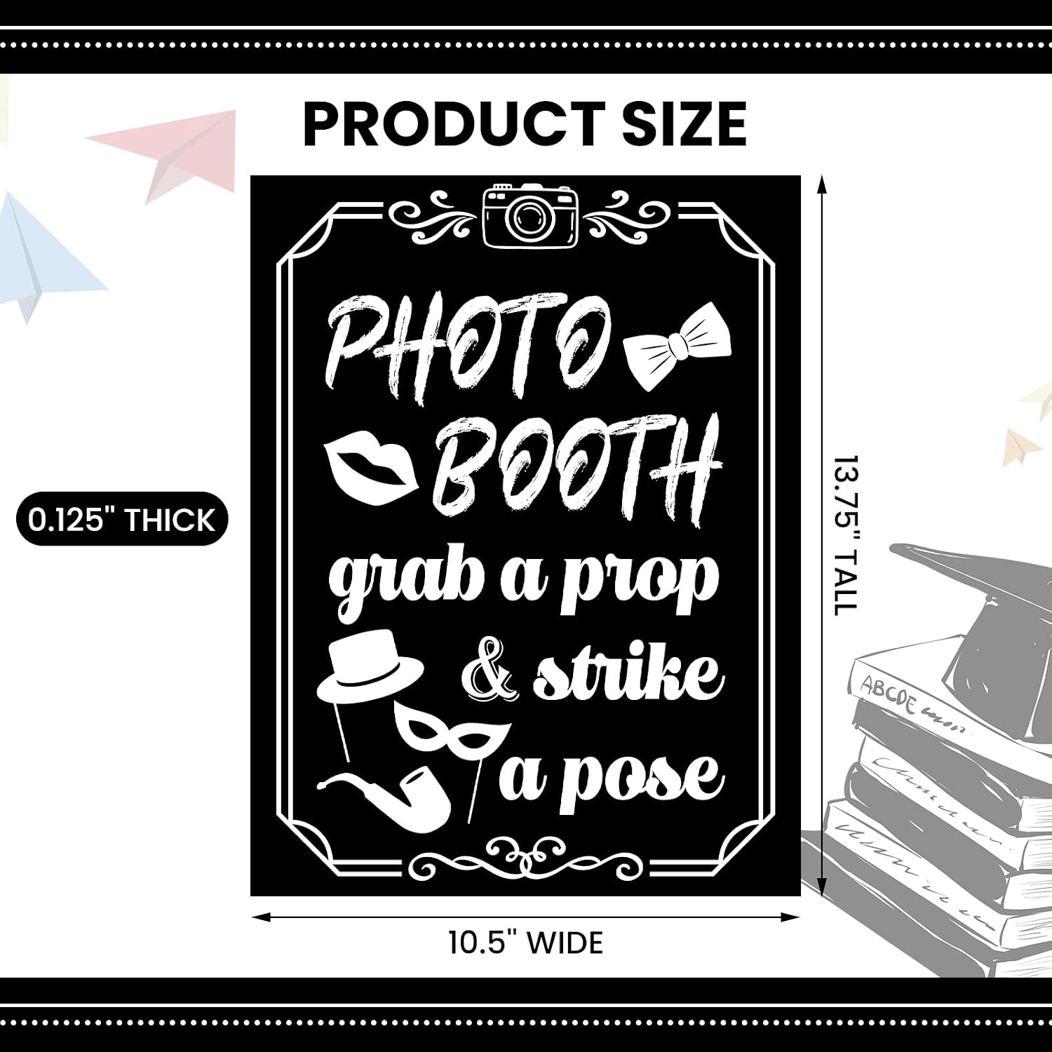 Photo Booth Sign with Stand Classic Retro Party Prop