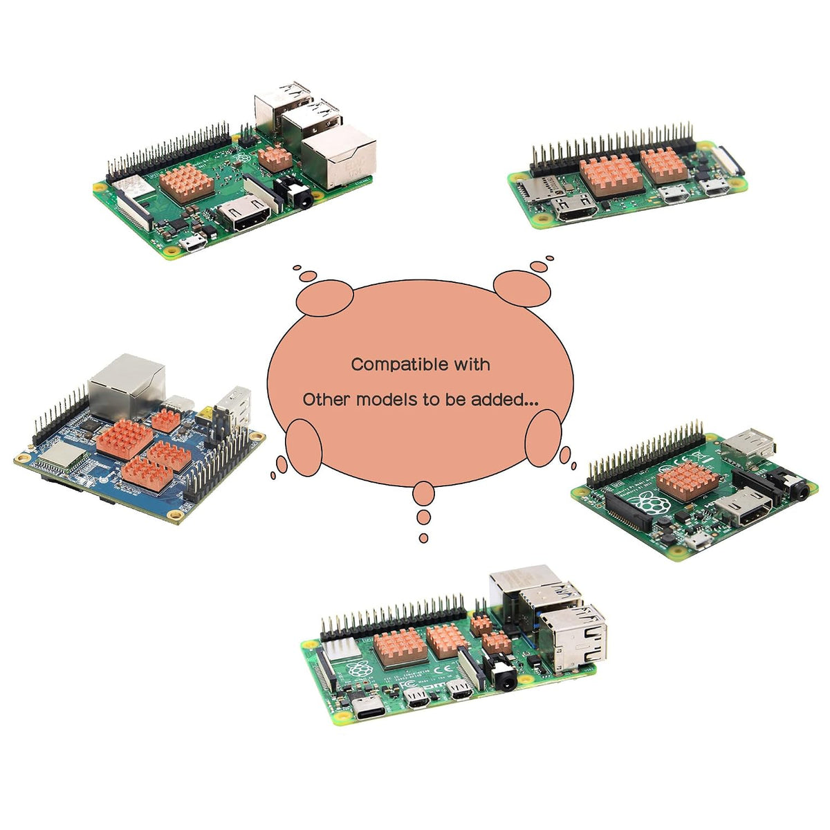 Geekworm 8PCS Brass Heatsink CPU Cooler for Raspberry Pi 5/4B/3B+/3B