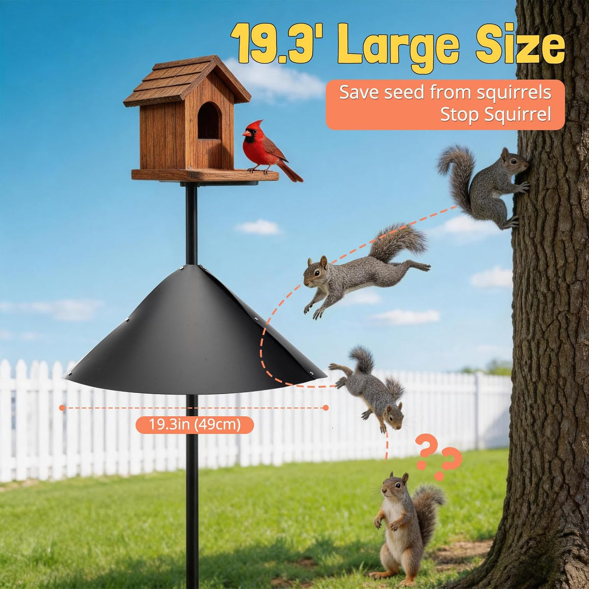 Squirrel Baffle for Bird Feeder Pole, Squirrel Guard Defender, 19In, 1 Pack