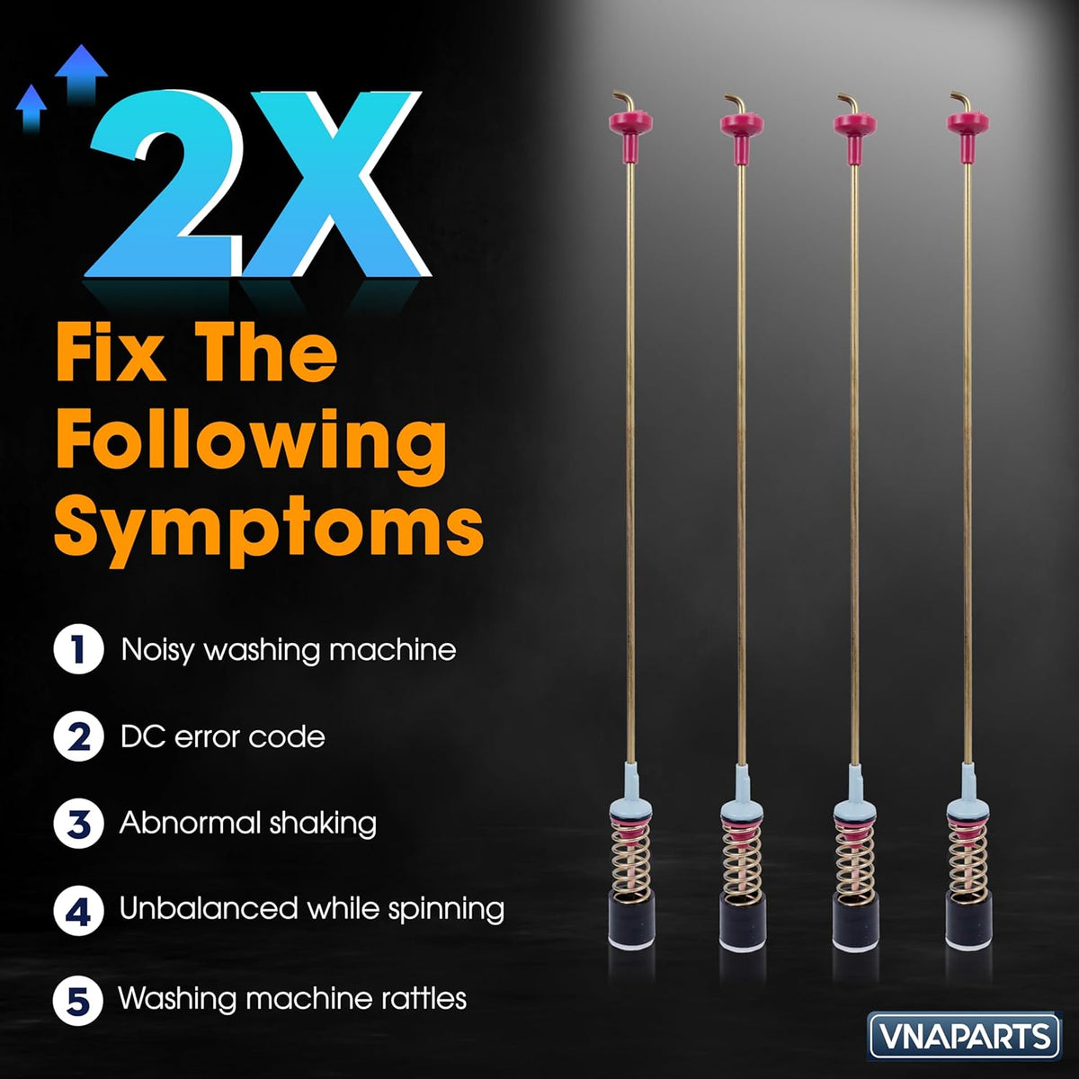 2025 Upgrade DC68-03172B-03 DC68-03172C DC68-03172D Washer Suspension Rods, Fit for Samsung Washer WA50R5200AV A4, WA50R5200AW US, WA50R5400AV US, WA50R5400AW US, WA45T3200AW A4, WA45M7050AW A4