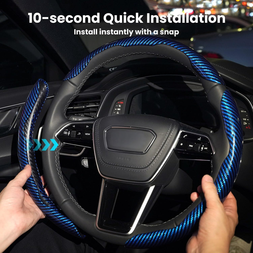 Carbon Fiber Steering Wheel Cover 3PCS Set – Anti-Slip, Scratch-Resistant, Universal Fit for 14–16 Inch Wheels –