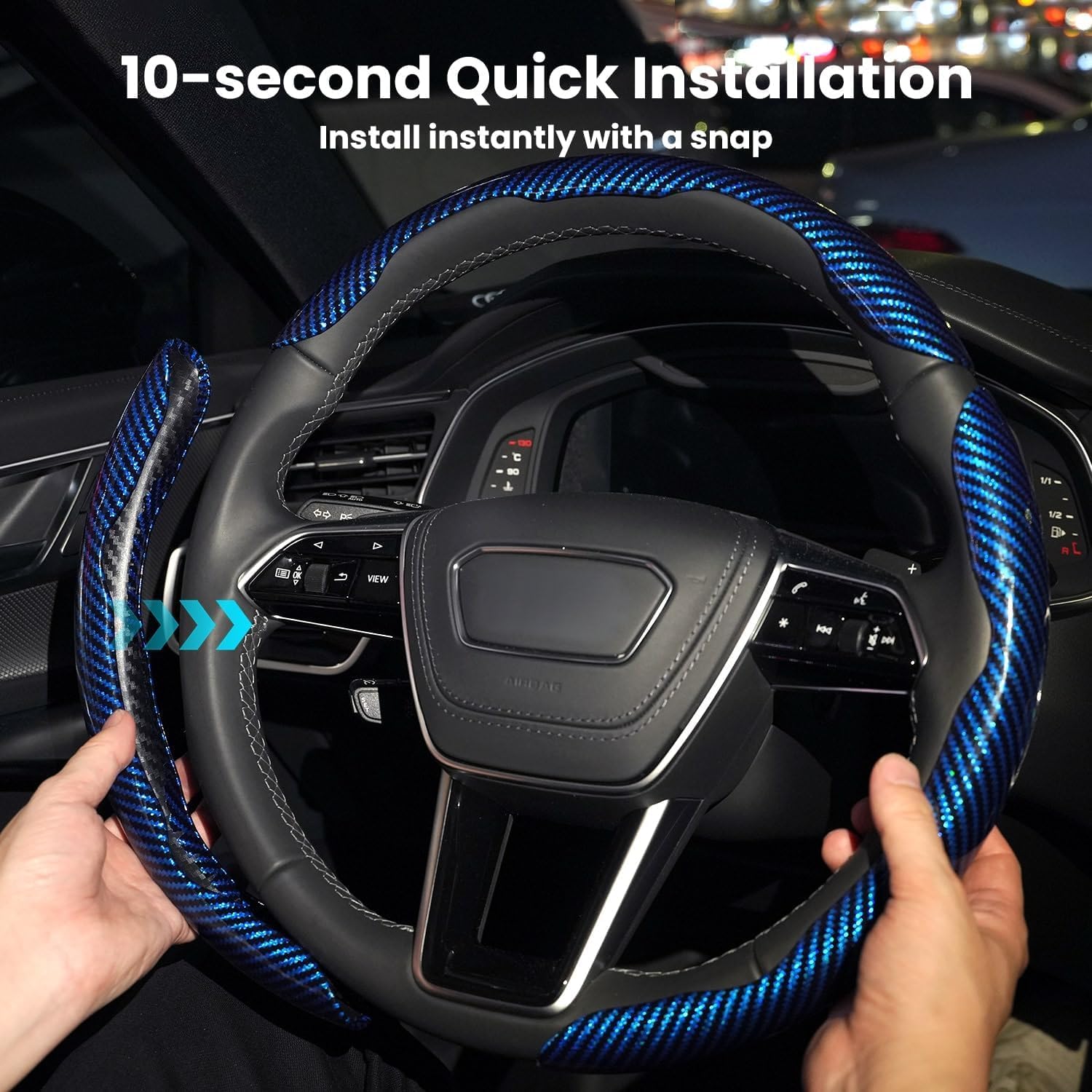 Carbon Fiber Steering Wheel Cover 3PCS Set – Anti-Slip, Scratch-Resistant, Universal Fit for 14–16 Inch Wheels –