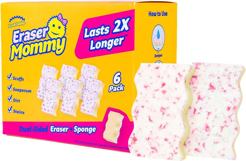 Eraser Mommy 2X Water-Activated Eraser Sponge, 6 Count