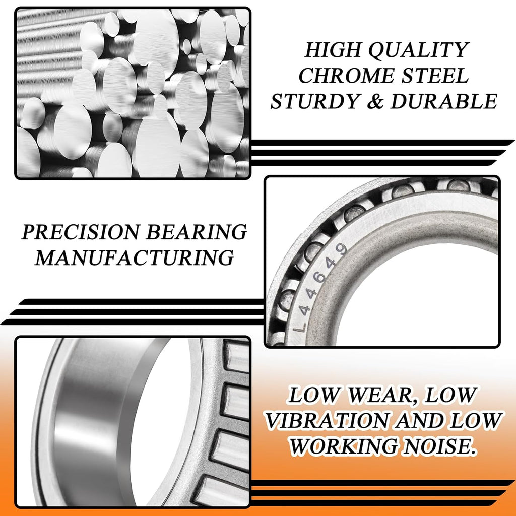 2 Sets Trailer Bearing Kit 3500 lb Boat Trailer Axle Bearing Kits L68149 L44649 Bearing Kits, with 171255TB Grease