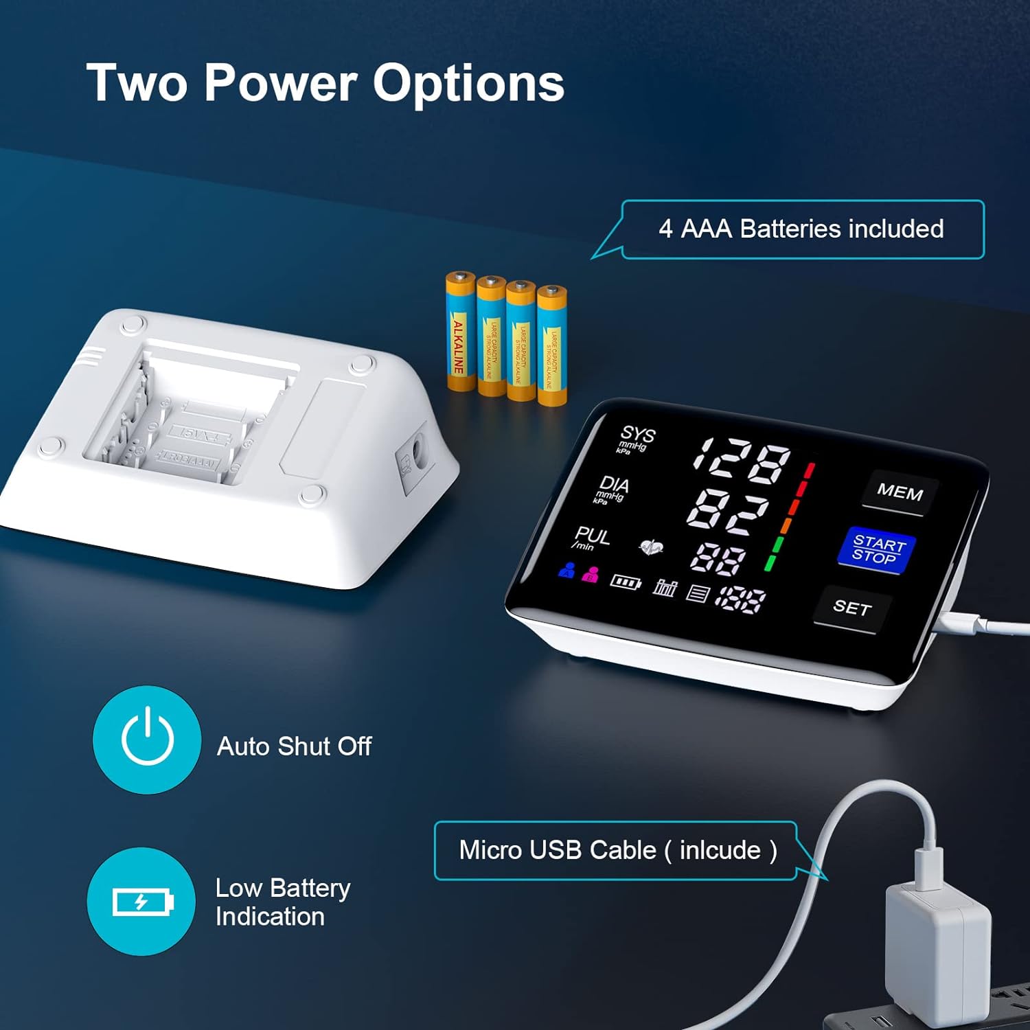 Blood Pressure Monitor, 9-17'' & 13-21'' Extra Large Blood Pressure Cuff Upper Arm, LED Color Backlit Screen
