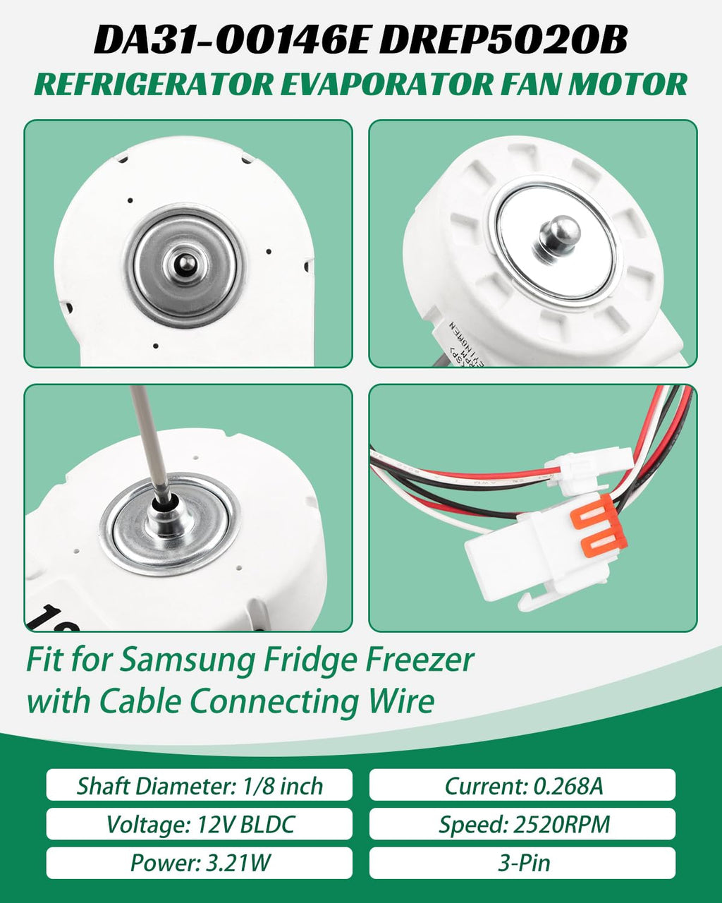 DA31-00146E DREP5020B Refrigerator Evaporator Fan Motor Fit for Samsung