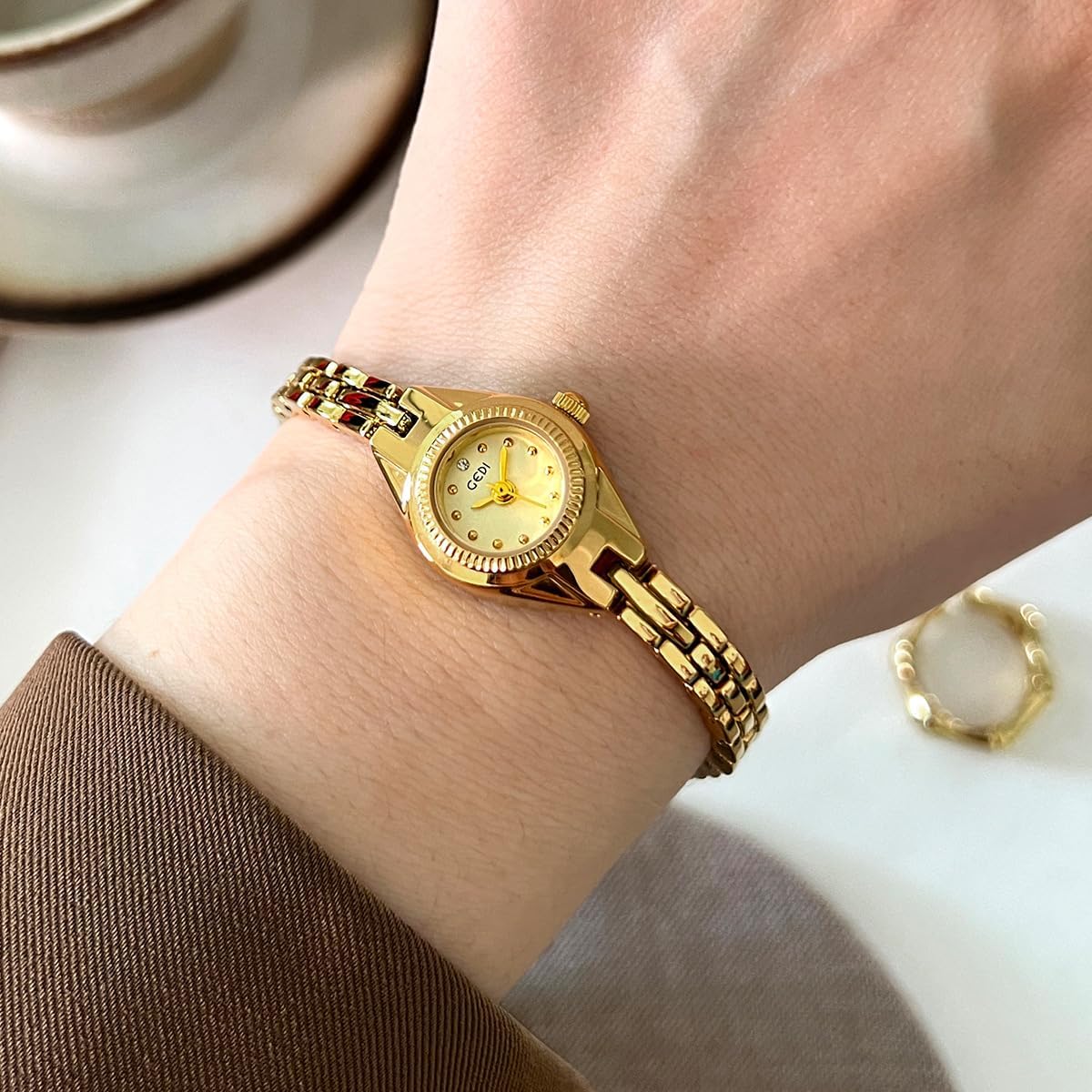 Women's Small Bracelet Watch, 17mm Crystal Dial Stainless Steel Band | 17mm petite dial, stainless steel bracelet