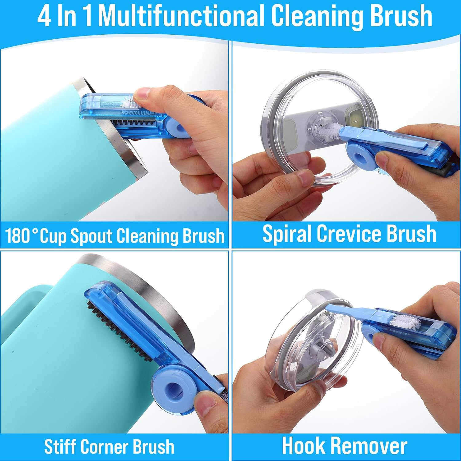 Water Bottle Cleaner Brush Set for Stanley Tumbler 40 oz/30 oz Cup | Multifunctional Bottle Brush and Long Silicone