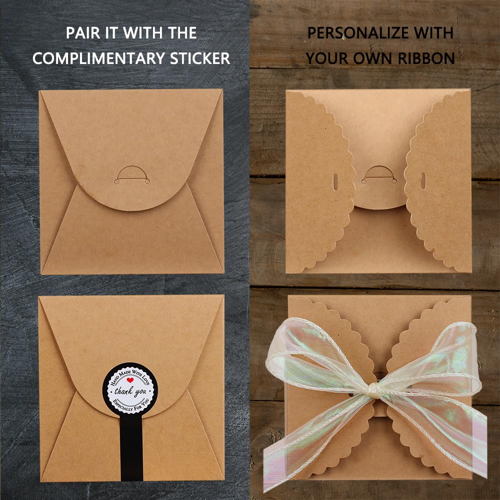 Small Brown Gift Boxes with Stickers, 10 Pack, 4.75 Inch