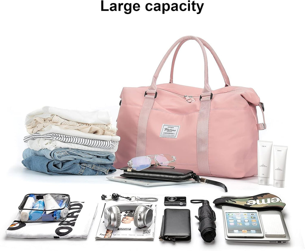 Travel Duffel Bag, Carry On Overnight Weekender Bags for Women | Travel Bag with Wet Pocket & Trolley Sleeve