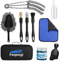 10-Piece Car Interior Cleaning Kit - 3 Natural Boar Hair Brushes, 3-in-1 AC Vent Brush, 160g Non-Toxic Gel